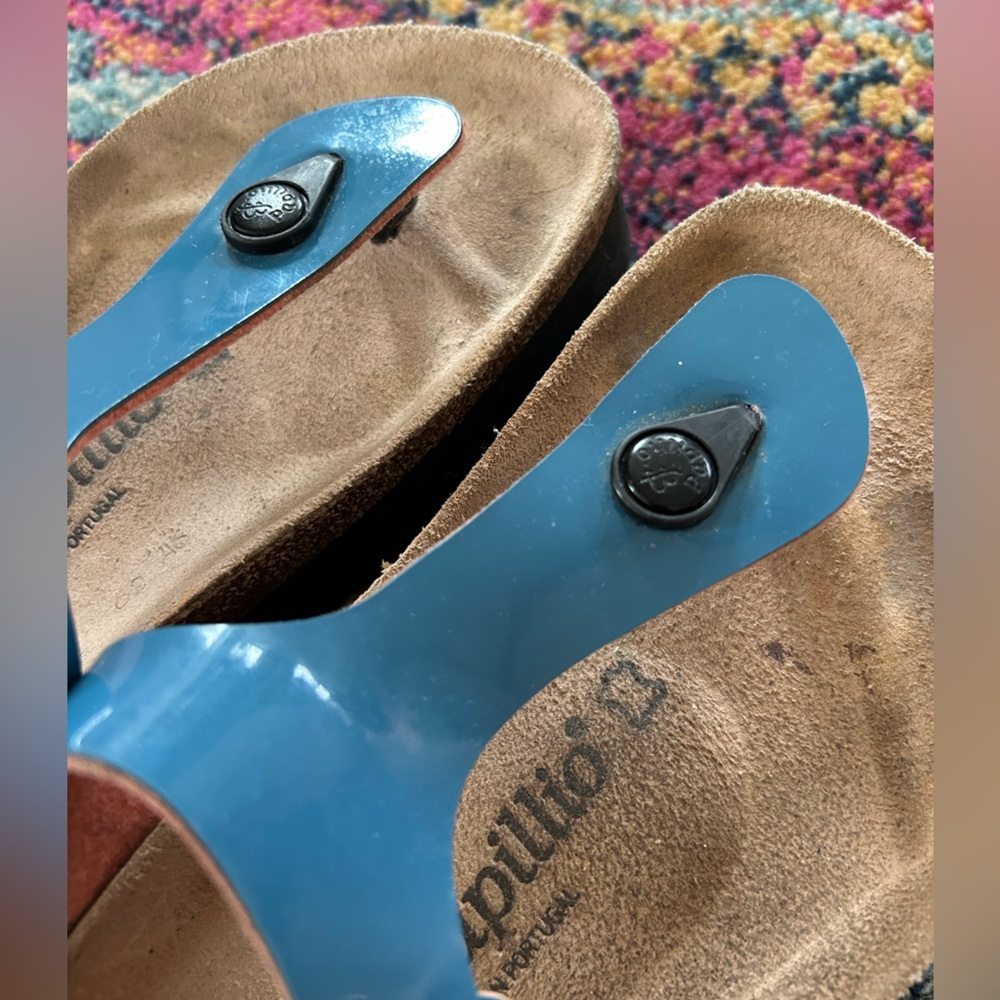 Birkenstock Papillio | Women's gentle blue Papillio Gizeh Platform Sandal, sz 8W - Picture 8 of 12